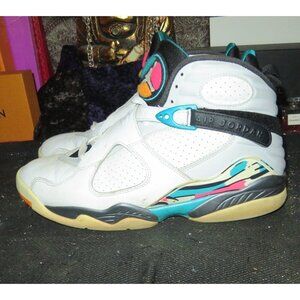 Nike Air Jordan 8 Retro South Beach Leather Kicks Men's 11 Sneakers 3044381-113